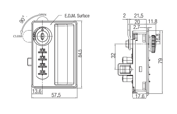 Ebco Combination Lock - Steel Cabinet With Handle (vertical)